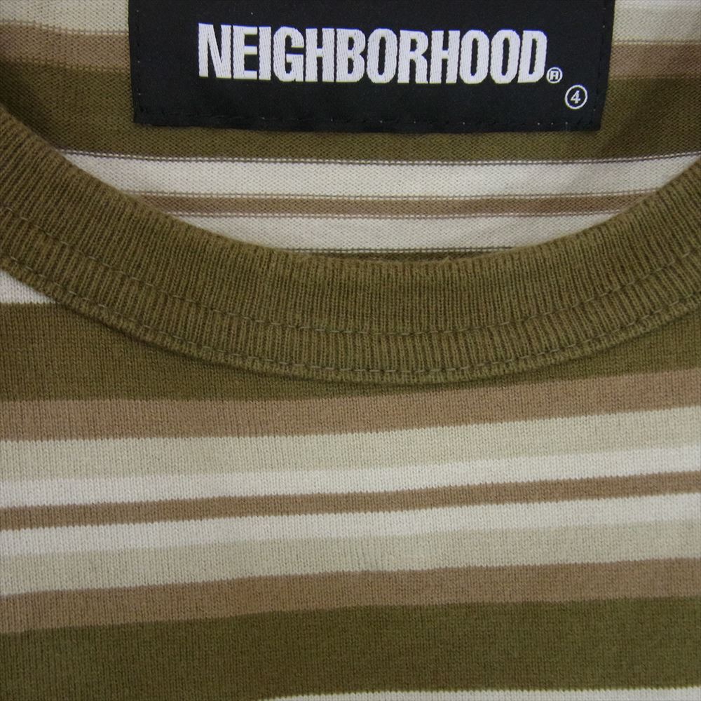 NEIGHBORHOOD ネイバーフッド 22SS 221FPNH-CSM01 BORDER C-CREW LS TEE ボーダー ロングスリーブ 長袖 Tシャツ ロンT カーキ系 L【中古】