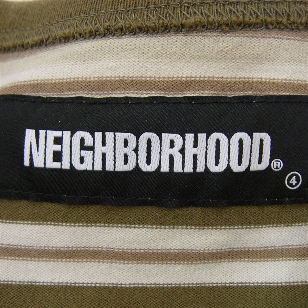 NEIGHBORHOOD ネイバーフッド 22SS 221FPNH-CSM01 BORDER C-CREW LS TEE ボーダー ロングスリーブ 長袖 Tシャツ ロンT カーキ系 L【中古】