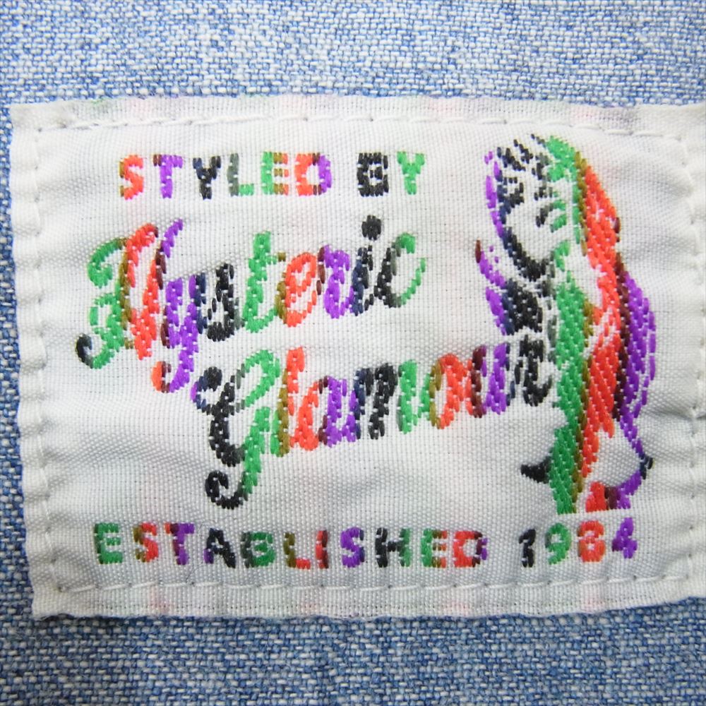HYSTERIC GLAMOUR ヒステリックグラマー 16SS 0261AH02 SUPER FUZZ刺繍 USED加工 スナップボタン ロゴ ウェスタン デニム シャツ インディゴブルー系 M【中古】