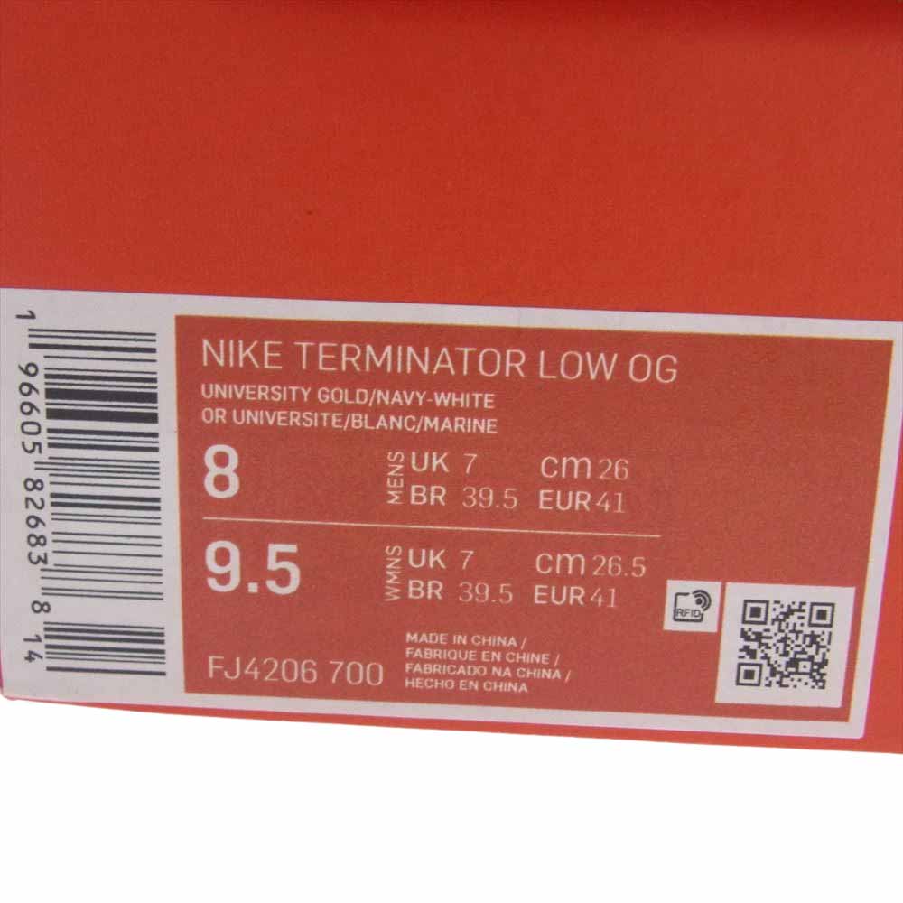 NIKE ナイキ FJ4206-700 TERMINATOR LOW OG UNIVERSITY GOLD ターミネーター ロー ユニバーシティ ゴールド スニーカー イエロー系 ブルー系 26cm【中古】