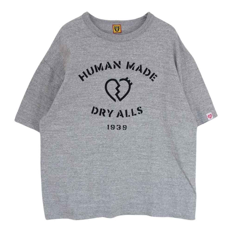 HUMAN MADE ヒューマンメイド Dry Alls 1939 Tee フロッキープリント ロゴ 半袖 Tシャツ グレー系 2XL【中古】