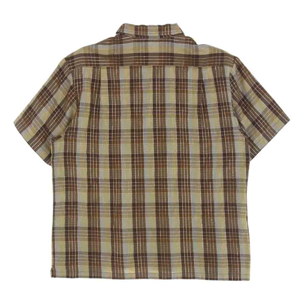 Supreme シュプリーム 23SS Metallic Plaid S/S Shirt メタリック プレイド 半袖 シャツ ブラウン系 イエロー系 シルバー系 M【中古】