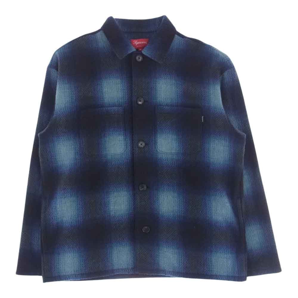 Supreme シュプリーム 20AW Shadow Plaid Fleece Shirt シャドウ プラッド フリース シャツ ネイビー系 ブルー系 M【中古】