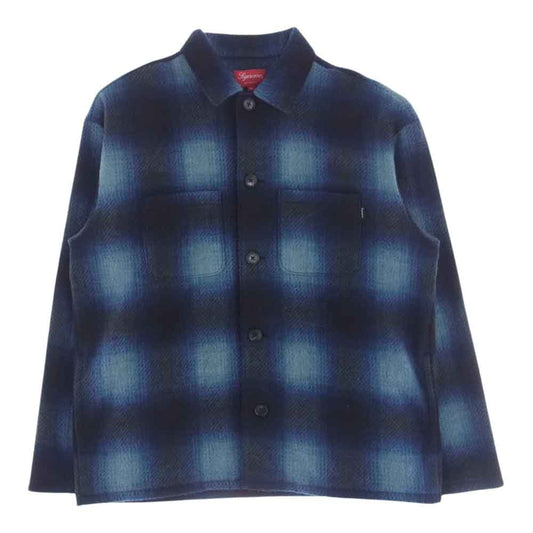 Supreme シュプリーム 20AW Shadow Plaid Fleece Shirt シャドウ プラッド フリース シャツ ネイビー系 ブルー系 M【中古】