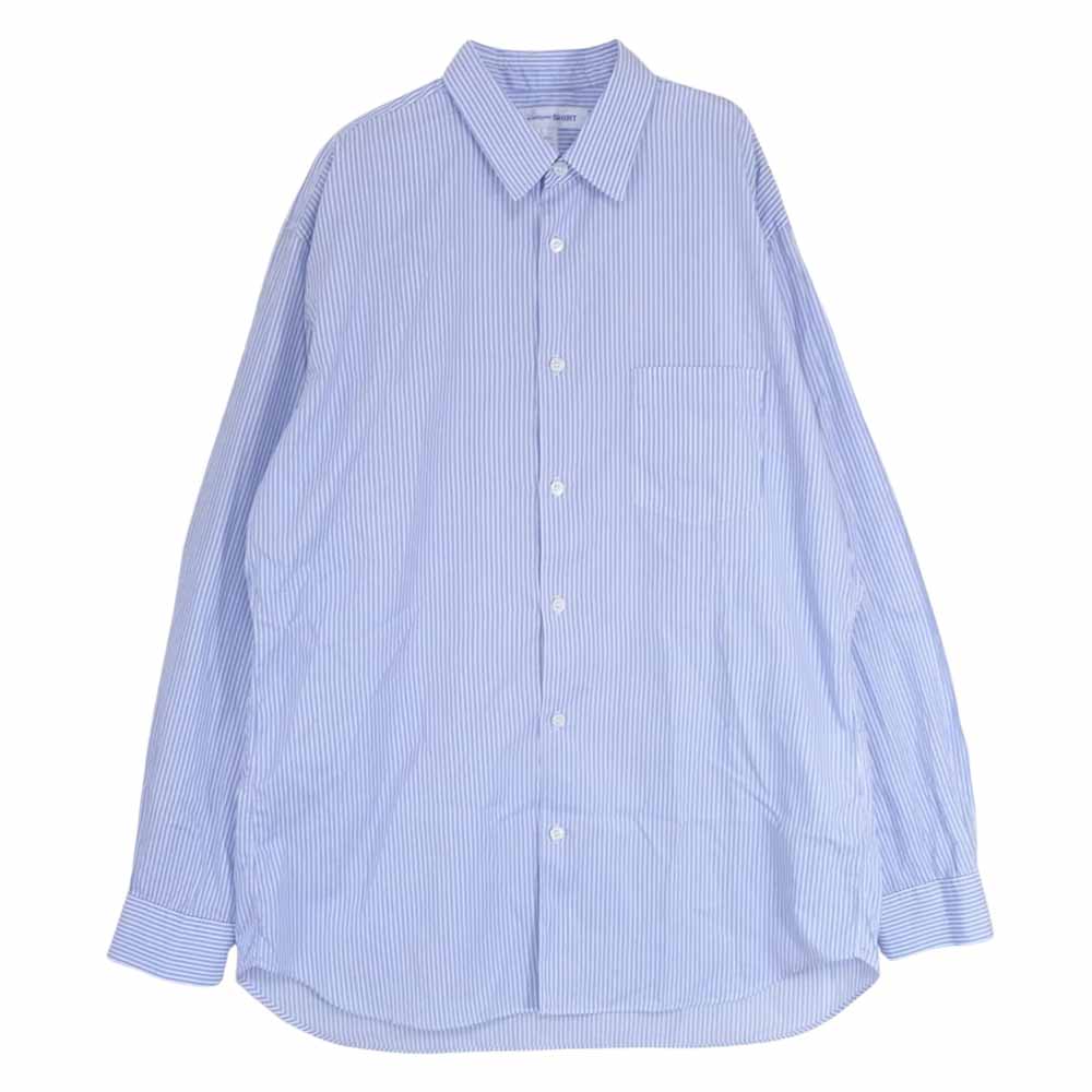 COMME des GARCONS コムデギャルソン CDGS2ST フランス製 FOREVER STRIPE POPLIN SHIRT NARROW CLASSIC STRIPE ストライプ コットン 長袖 シャツ ブルー系 L【美品】【中古】
