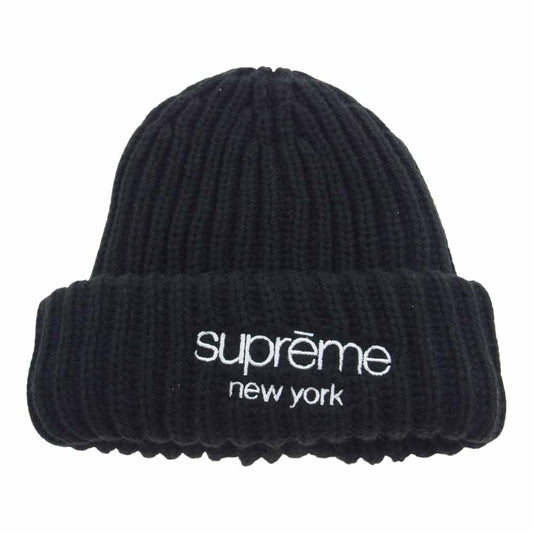 Supreme シュプリーム 23AW Classic Logo Chunky Ribbed Beanie クラシックロゴ チャンキーリブ ニット ビーニー ニット帽 帽子 キャップ ブラック系【中古】