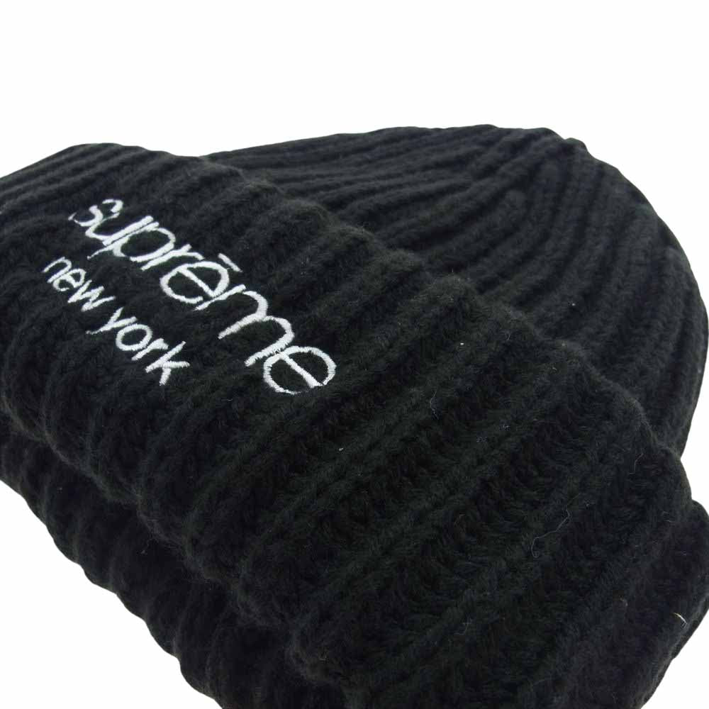 Supreme シュプリーム 23AW Classic Logo Chunky Ribbed Beanie クラシックロゴ チャンキーリブ ニット ビーニー ニット帽 帽子 キャップ ブラック系【中古】
