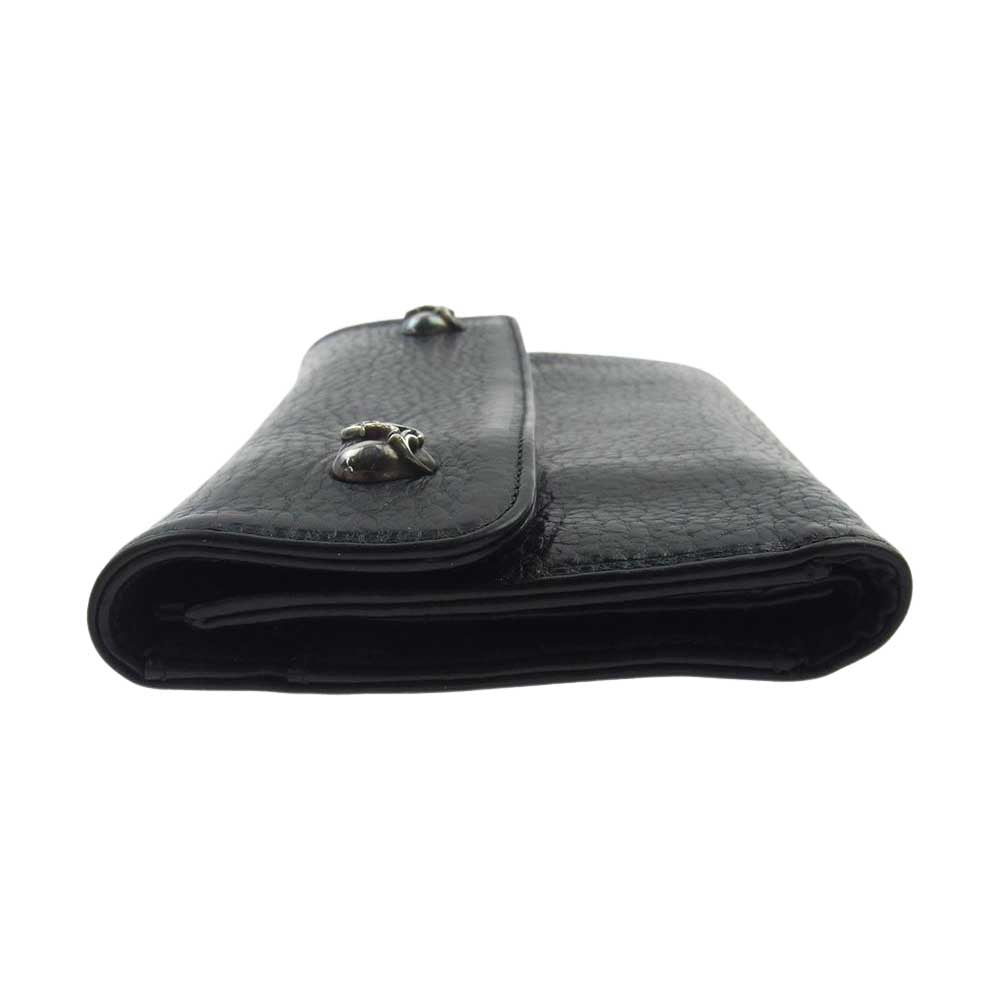 CHROME HEARTS クロムハーツ（原本有） WAVE HEART DTN ウェーブ ハートボタン ダガー ジップ ロング ウォレット ブラック系【中古】