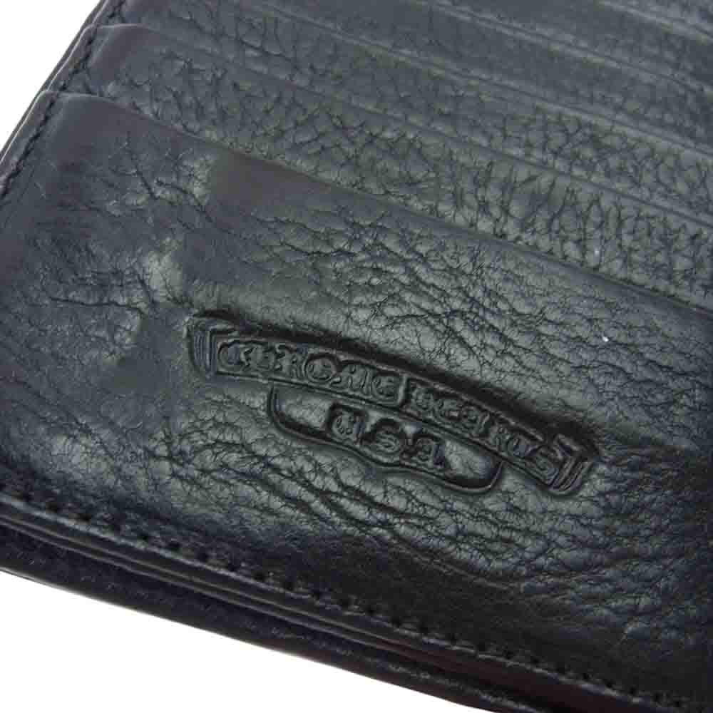 CHROME HEARTS クロムハーツ（原本有） WAVE HEART DTN ウェーブ ハートボタン ダガー ジップ ロング ウォレット ブラック系【中古】