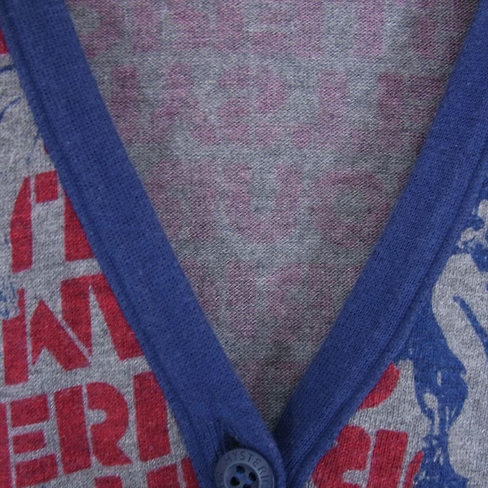 HYSTERIC GLAMOUR ヒステリックグラマー 0113ND15 ロゴ 総柄 ヒスガール スター プリント カーディガン グレー系 FREE【中古】
