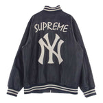 Supreme シュプリーム 15SS New York Yankees Varsity Jacket ニューヨークヤンキース ラムスキン レザー バーシティ ジャケット ダークネイビー系 XL【中古】