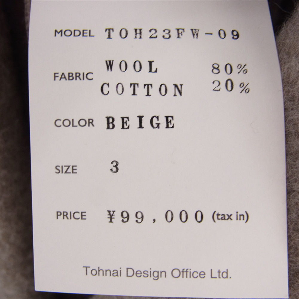 ト―ナイ 23AW TOH23FW-09 WOOL FLEECE RELAXED PARKA COAT ウールフリース リラックスパーカ モッズコート ベージュ系 3【新古品】【未使用】【中古】