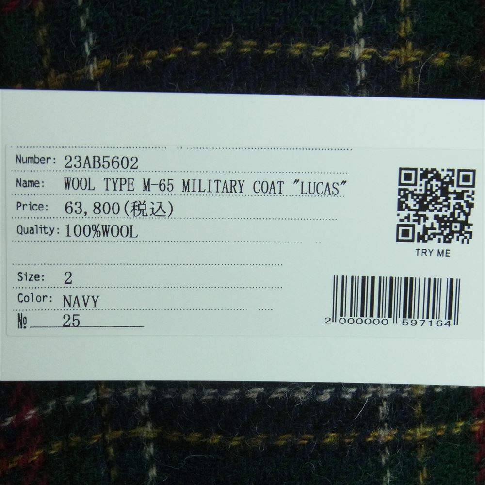 ベドウィンアンドザハートブレイカーズ 23AB5602 WOOL TYPE M-65 MILITARY COAT MOON社製 シェットランドウール生地 フィッシュテール モッズ コート ネイビー系 レッド系 グリーン系 2【新古品】【未使用】【中古】