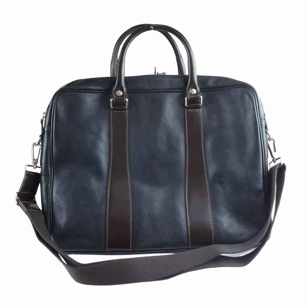 STEFANOMANO ステファノマーノ イタリア製 GOLF ゴルフ 2WAY レザー ビジネス トート バッグ ダークネイビー系【中古】