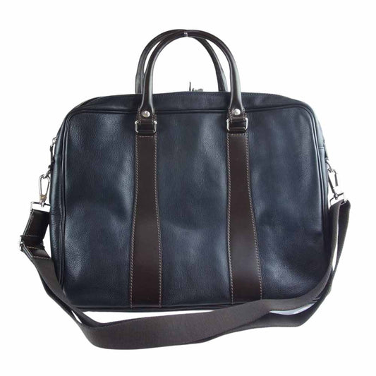 STEFANOMANO ステファノマーノ イタリア製 GOLF ゴルフ 2WAY レザー ビジネス トート バッグ ダークネイビー系【中古】