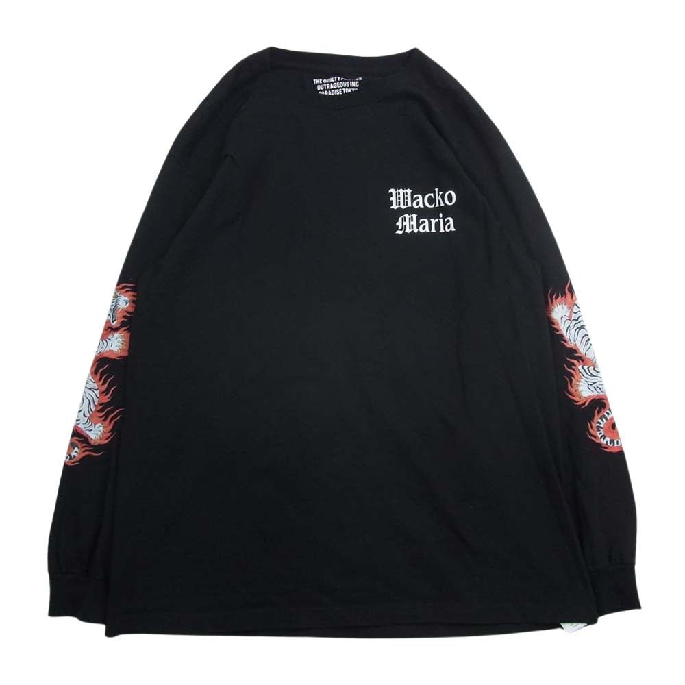WACKO MARIA ワコマリア タイガープリント 長袖 Tシャツ カットソー  ブラック系 L【中古】