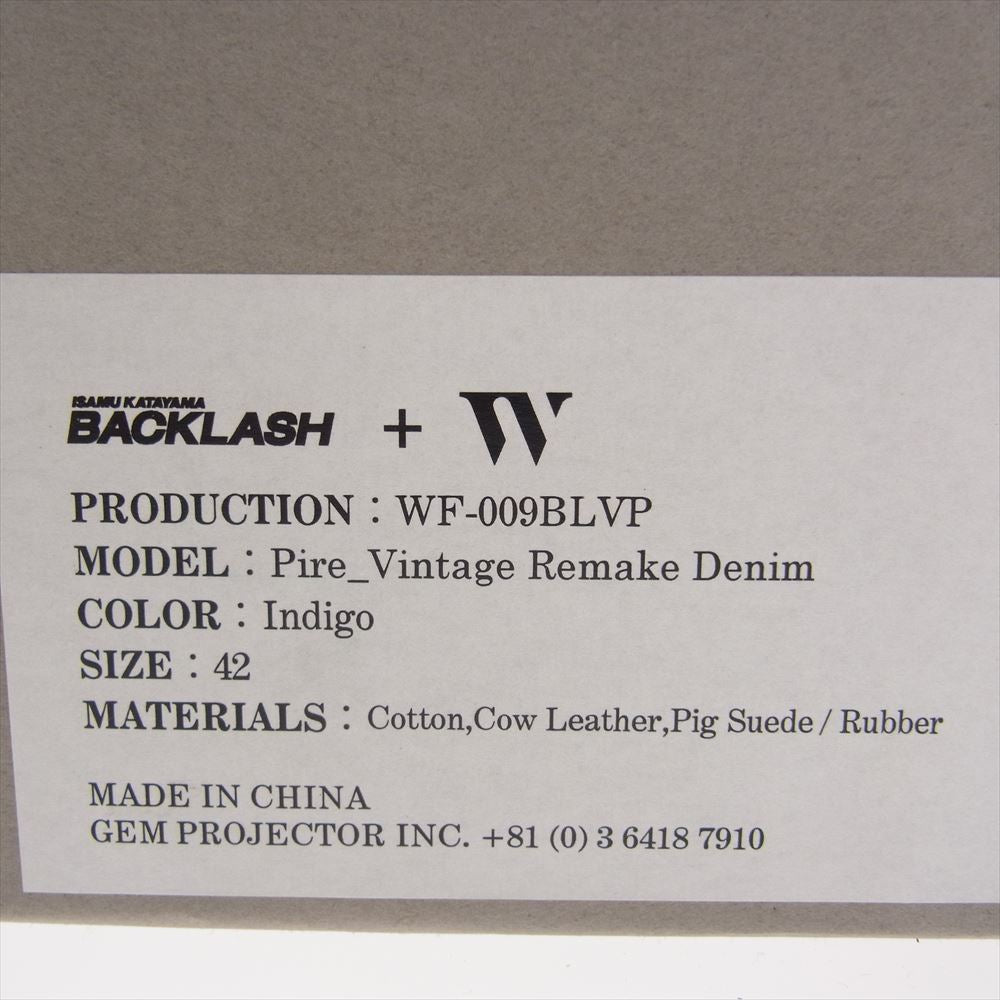 ISAMUKATAYAMA BACKLASH イサムカタヤマバックラッシュ WF-009BLVP  WHITEFLAGS ホワイトフラッグス used デニム リメイク スニーカー INDIGO インディゴブルー系 26.5cm【中古】