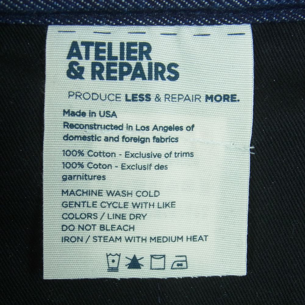 アトリエ＆リペアーズ PW-BW0006 WAISTBAND TROUSER イージー デニム トラウザー パンツ アメリカ製 インディゴブルー系 32【中古】