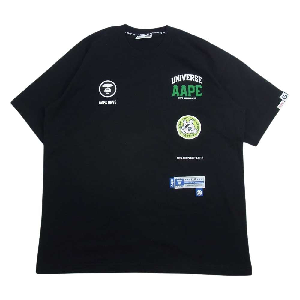 A BATHING APE アベイシングエイプ AAPE プリント Tシャツ ブラック系 M【美品】【中古】