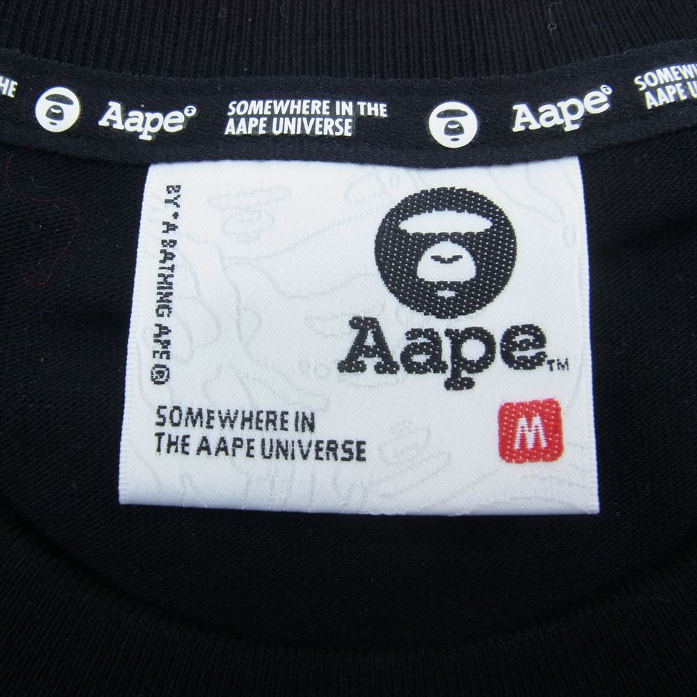 A BATHING APE アベイシングエイプ AAPE プリント Tシャツ ブラック系 M【美品】【中古】