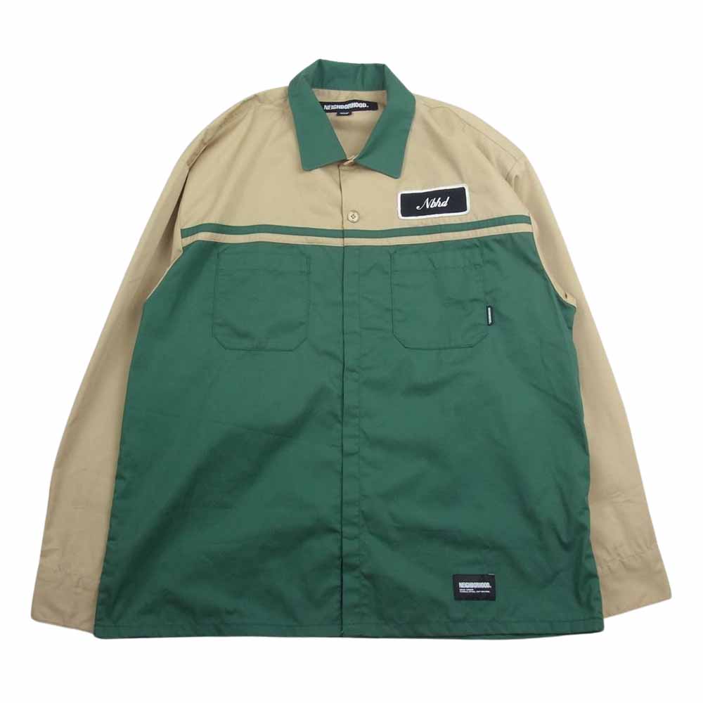 NEIGHBORHOOD ネイバーフッド 23AW 232TSNH-SHM02 TWO TONE WORK SHIRT LS グリーン系 M【極上美品】【中古】