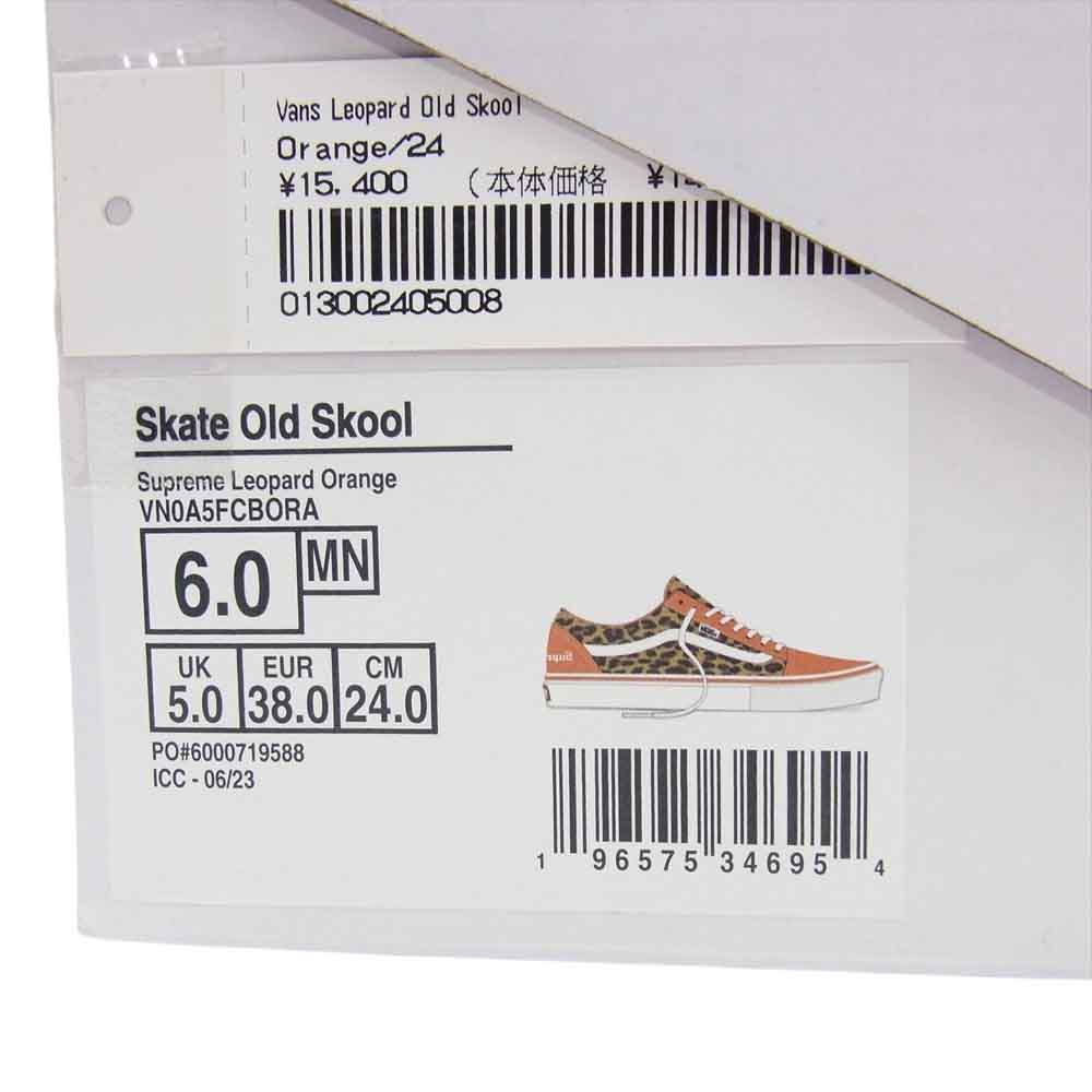 Supreme シュプリーム 23AW  VANS SKATE OLD SKOOL LEOPARD バンズ スケート オールド スクール レオパード スニーカー オレンジ系 24cm【新古品】【未使用】【中古】