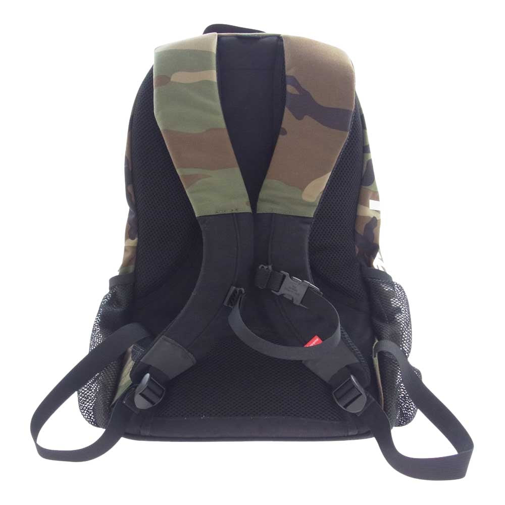 Supreme シュプリーム 14SS Logo Backpack BOX LOGO ボックスロゴ サイドロゴ バックパック ウッドランドカモ 迷彩 コーデュラ     カーキ系【中古】