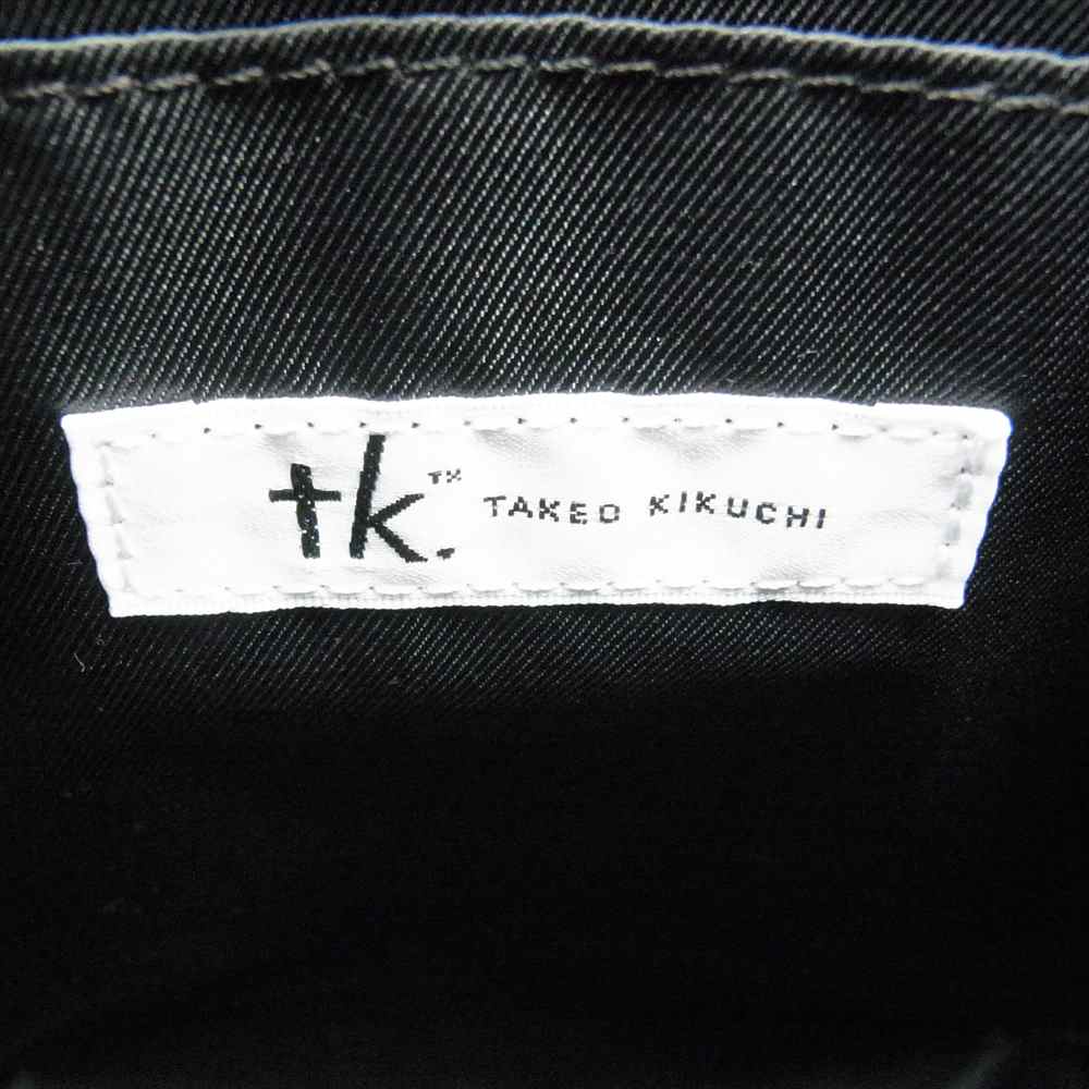 TAKEO KIKUCHI タケオキクチ ロゴ リアルレザー ショルダー ポーチ バッグ ブラック系【美品】【中古】