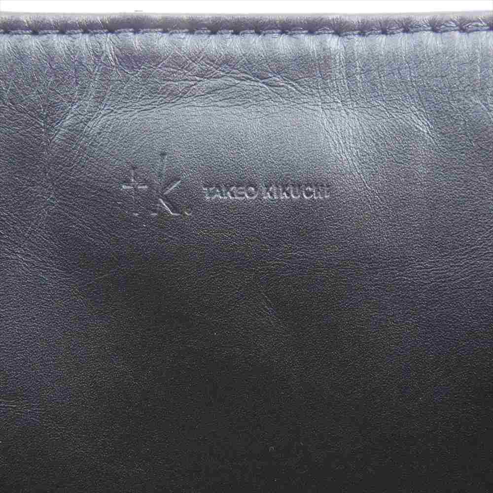 TAKEO KIKUCHI タケオキクチ ロゴ リアルレザー ショルダー ポーチ バッグ ブラック系【美品】【中古】