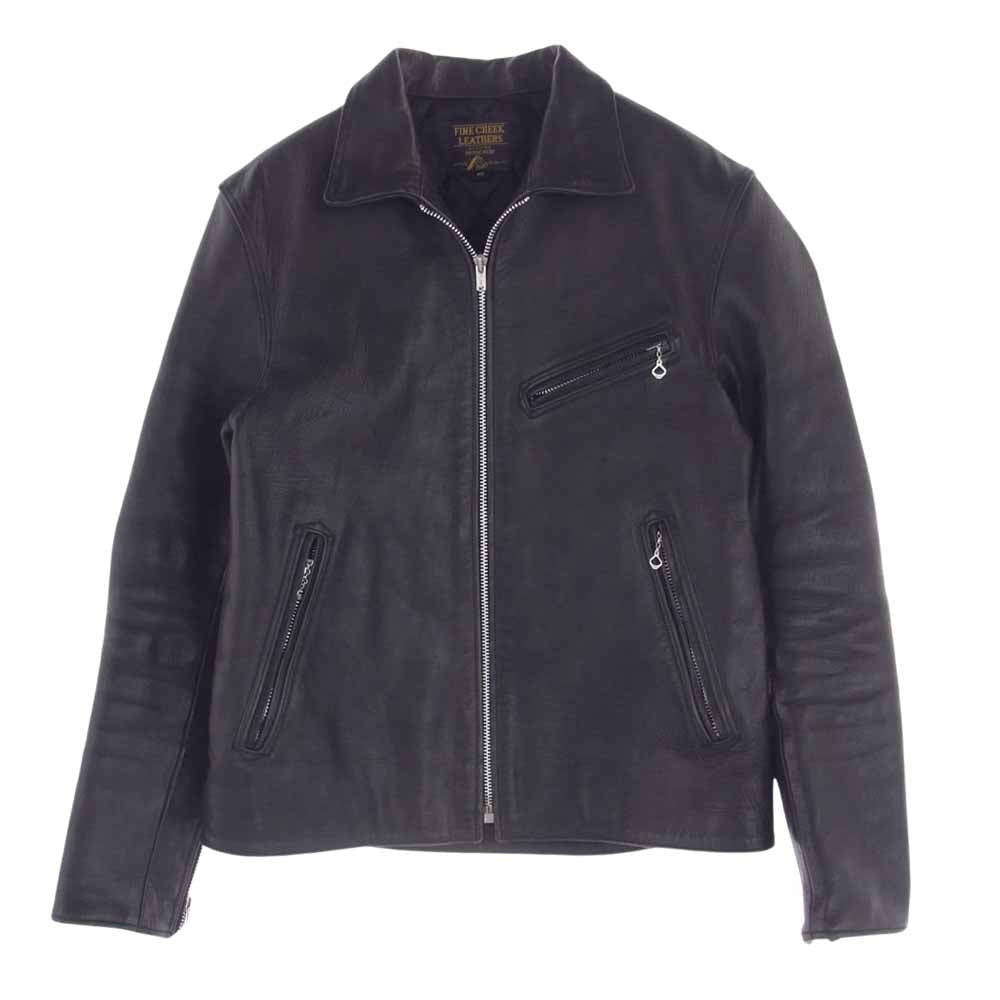 FINE CREEK LEATHERS ファインクリークレザー Eric エリック ホースハイド 襟付き シングル ライダース ジャケット ブラック系 40【中古】