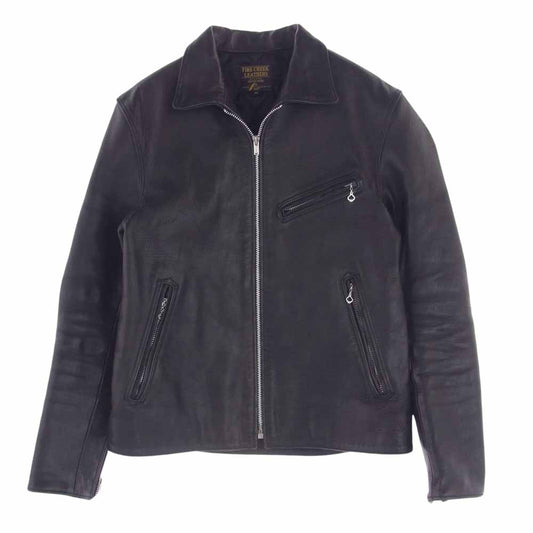 FINE CREEK LEATHERS ファインクリークレザー Eric エリック ホースハイド 襟付き シングル ライダース ジャケット ブラック系 40【中古】