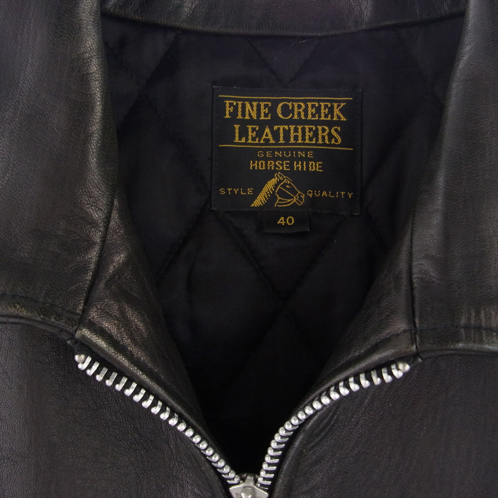 FINE CREEK LEATHERS ファインクリークレザー Eric エリック ホースハイド 襟付き シングル ライダース ジャケット ブラック系 40【中古】