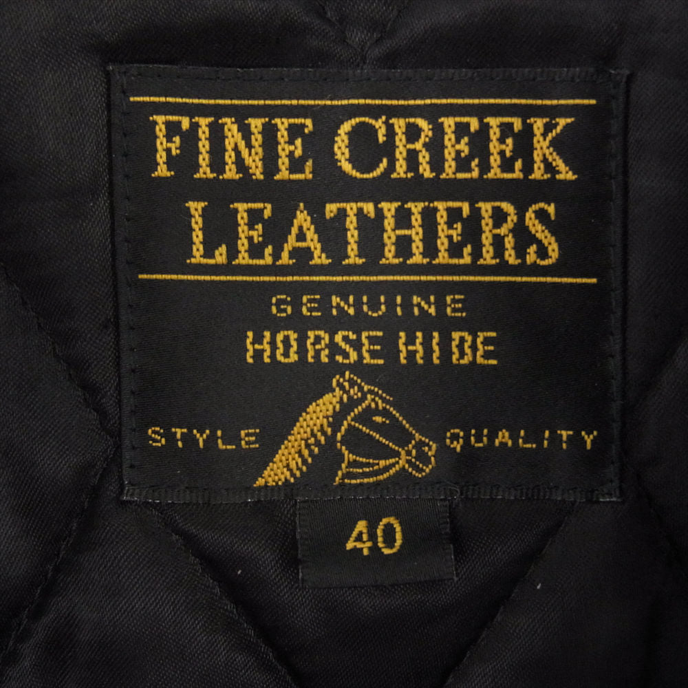 FINE CREEK LEATHERS ファインクリークレザー Eric エリック ホースハイド 襟付き シングル ライダース ジャケット ブラック系 40【中古】