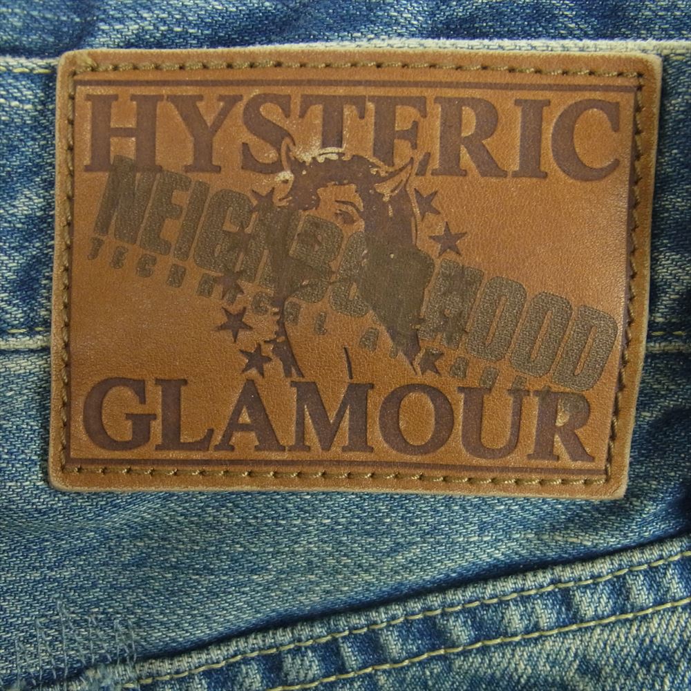HYSTERIC GLAMOUR ヒステリックグラマー 15AW 0253AP19 NEIGHBORHOOD ネイバーフッド USED加工 ヴィンテージ加工 クラッシュ スタッズ デニム パンツ インディゴブルー系 28 inch【極上美品】【中古】