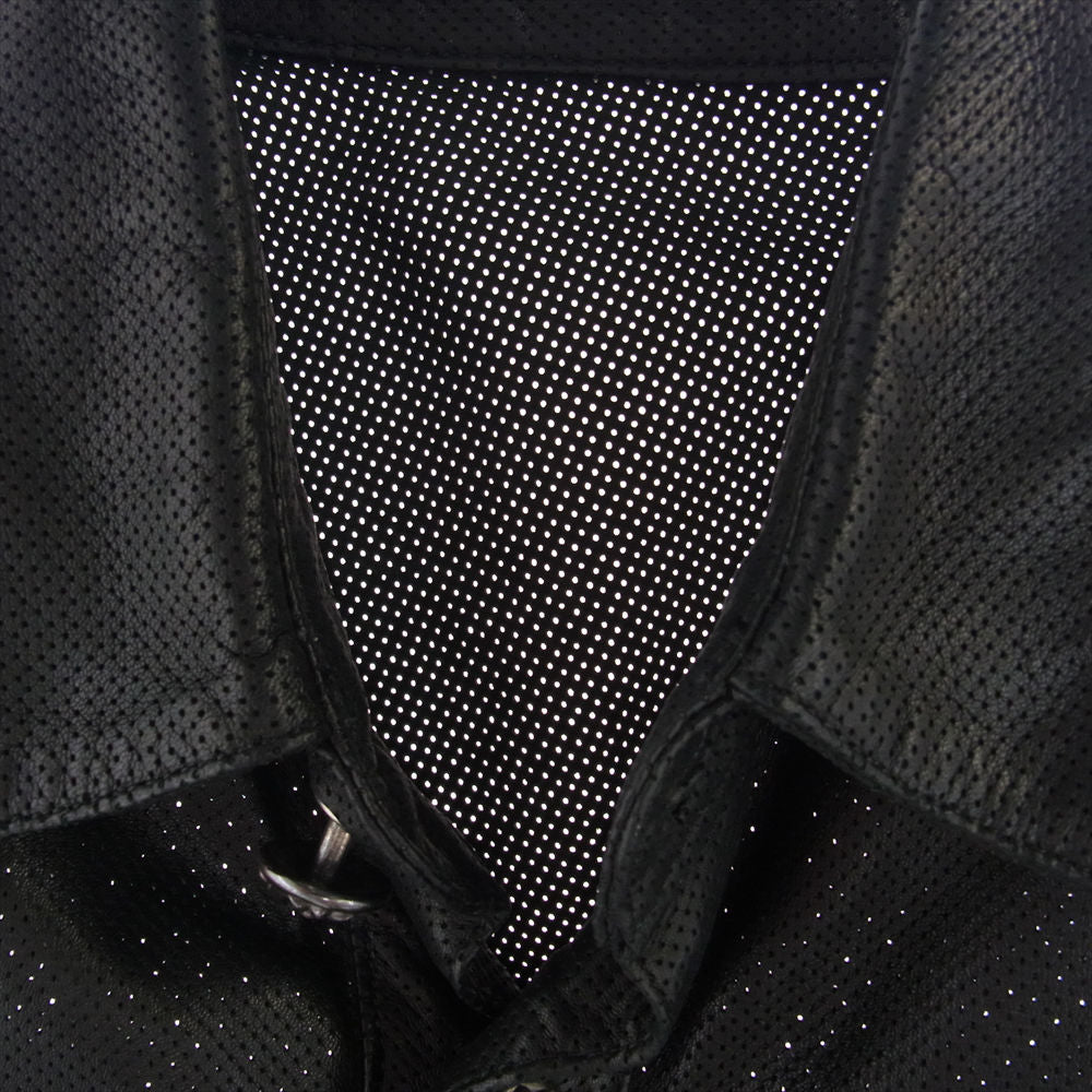 CHROME HEARTS クロムハーツ（原本無） クロスボールボタン パンチングレザー  ノースリーブ シャツ ベスト ブラック系 S【中古】
