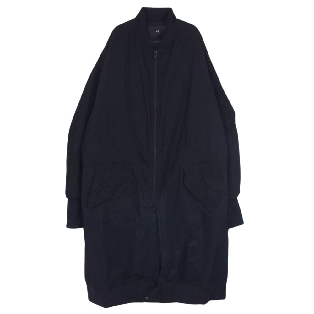 Y-3 Yohji Yamamoto ワイスリー ヨウジヤマモト IP7932 LG BOMBER PARKA コットンナイロンツイル ボンバー ロング ジャケット フライト パーカー コート ブラック系 M【中古】