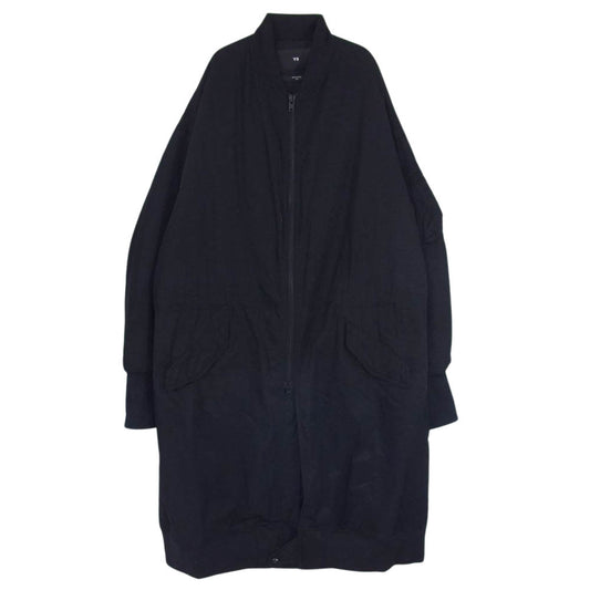 Y-3 Yohji Yamamoto ワイスリー ヨウジヤマモト IP7932 LG BOMBER PARKA コットンナイロンツイル ボンバー ロング ジャケット フライト パーカー コート ブラック系 M【中古】