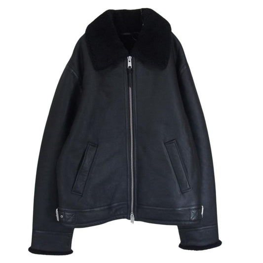 オールセインツ AS378606R 2023年モデル ASHFORD SHEARLING JACKET アッシュフォード シャーリング リアルムートン ジャケット ブラック系 M【美品】【中古】