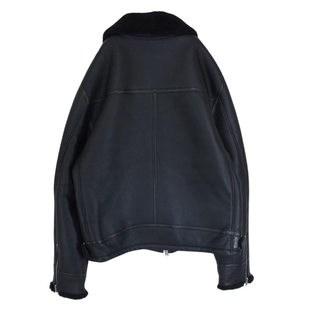 オールセインツ AS378606R 2023年モデル ASHFORD SHEARLING JACKET アッシュフォード シャーリング リアルムートン ジャケット ブラック系 M【美品】【中古】