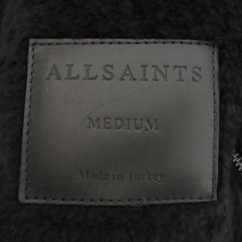 オールセインツ AS378606R 2023年モデル ASHFORD SHEARLING JACKET アッシュフォード シャーリング リアルムートン ジャケット ブラック系 M【美品】【中古】