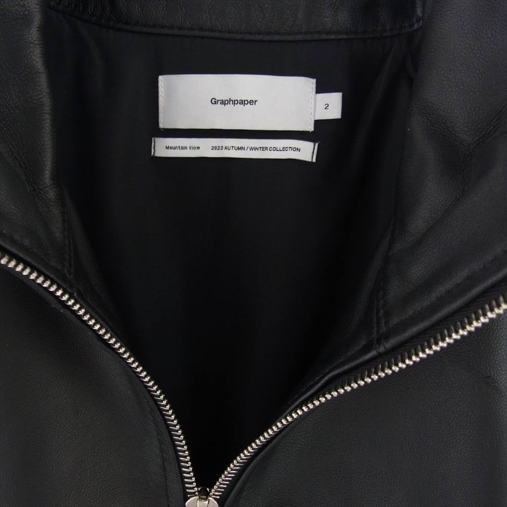 GRAPHPAPER グラフペーパー 23AW GM233-30049 Sheep Leather Track Blouson シープレザー フルジップ トラックジャケット ブラック系 2【美品】【中古】