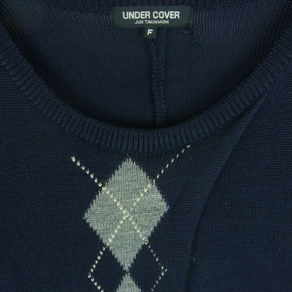 UNDERCOVER アンダーカバー UC-4W-KN-01 90s 初期 アーカイブ オリジナル アーガイル ニット ウール ネイビー系 F【中古】