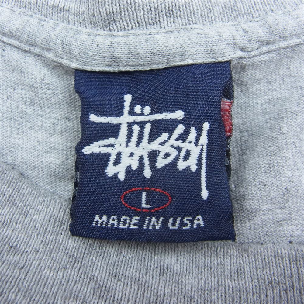 STUSSY ステューシー 90s～00s 紺タグ ナンバリング 20 ロゴプリント 半袖 Tシャツ グレー系 L【中古】
