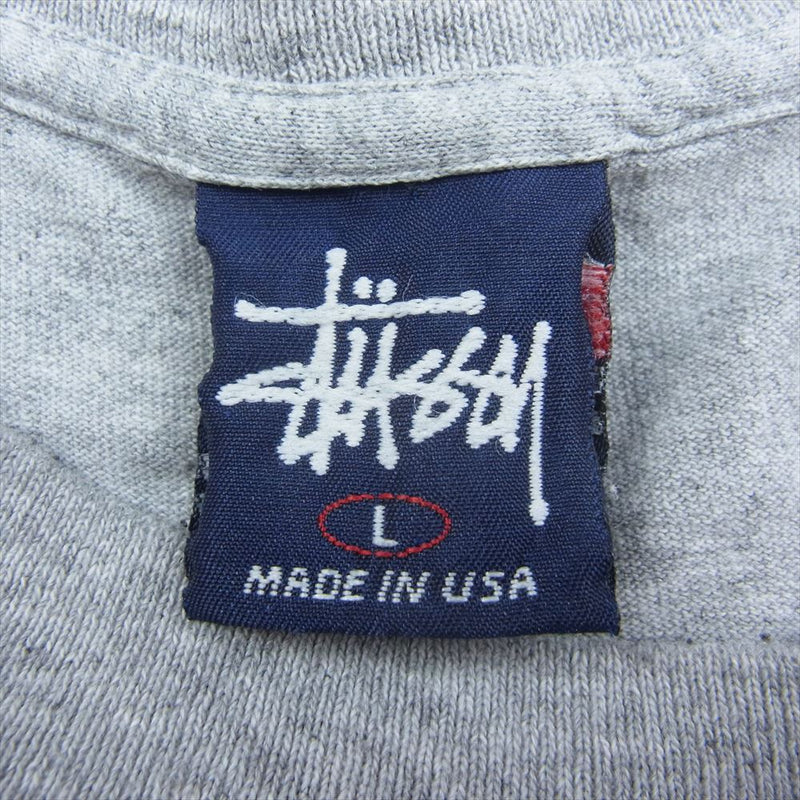 STUSSY ステューシー 90s～00s 紺タグ ナンバリング 20 ロゴプリント 半袖 Tシャツ グレー系 L【中古】