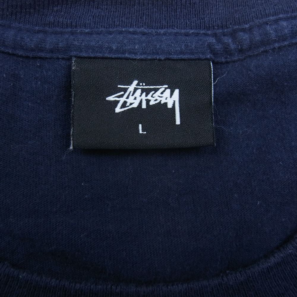 STUSSY ステューシー ロゴ プリント 半袖 Tシャツ ネイビー系 L【中古】
