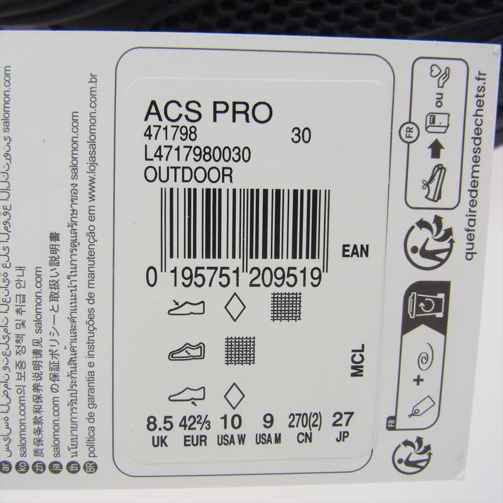 salomon サロモン 471798 ACS PRO スニーカー ブラック系 27cm【新古品】【未使用】【中古】