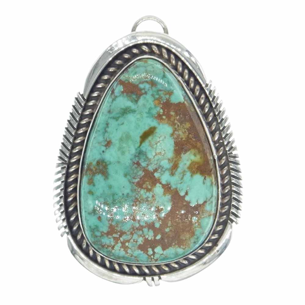 ナバホ 作者不明 TK刻印 ターコイズ ペンダントトップ インディアンジュエリー シルバー系【中古】