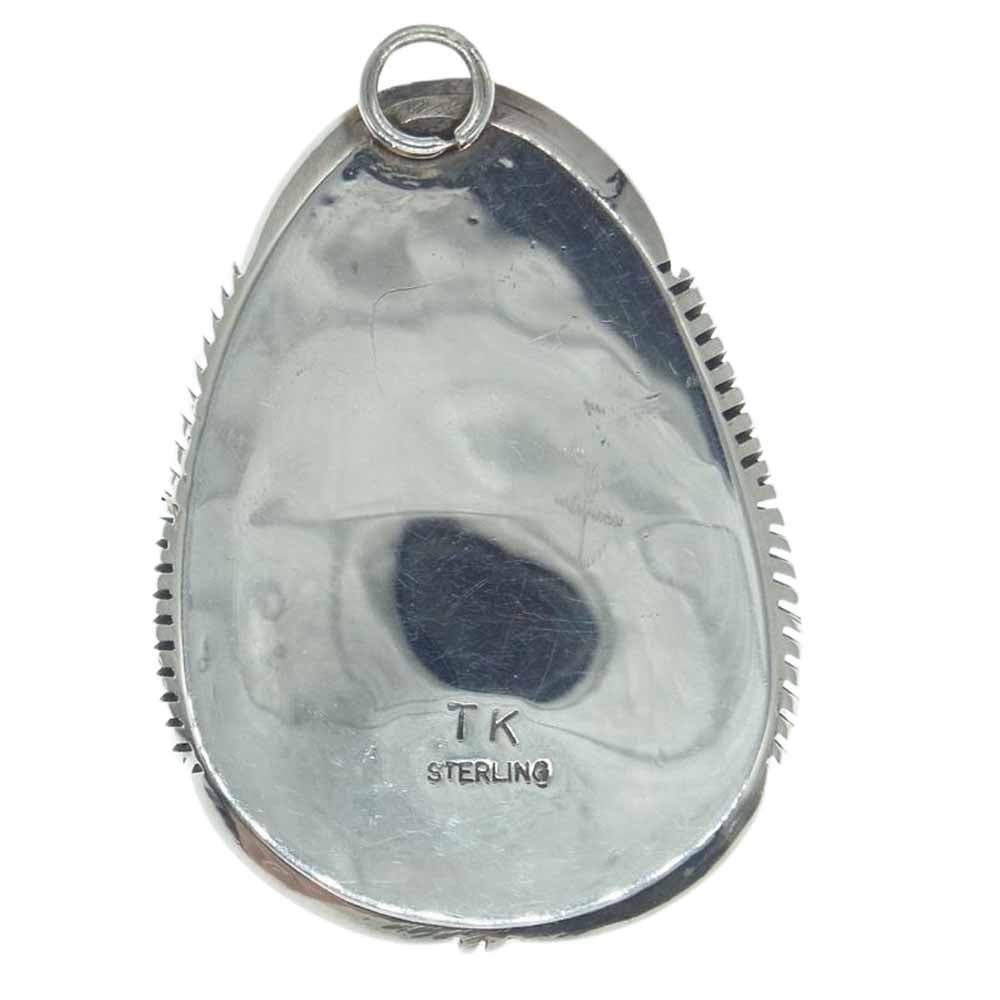 ナバホ 作者不明 TK刻印 ターコイズ ペンダントトップ インディアンジュエリー シルバー系【中古】