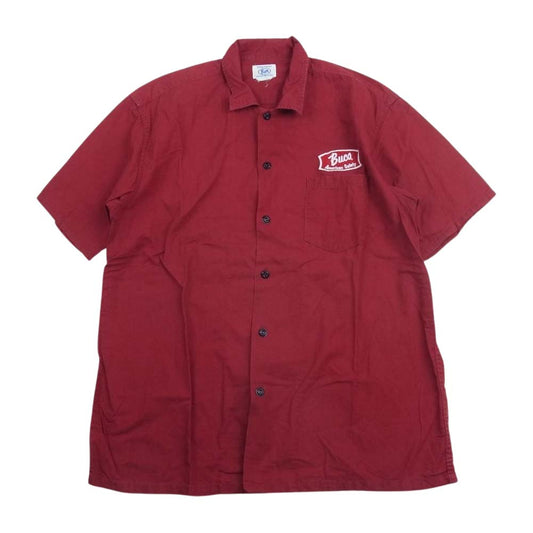 The REAL McCOY'S ザリアルマッコイズ JOE MCCOY ジョーマッコイ 8HOUR UNION BUCO CLUB ブコ クラブ 刺繍 ロゴ 半袖　ワーク シャツ レッド系 XL【中古】