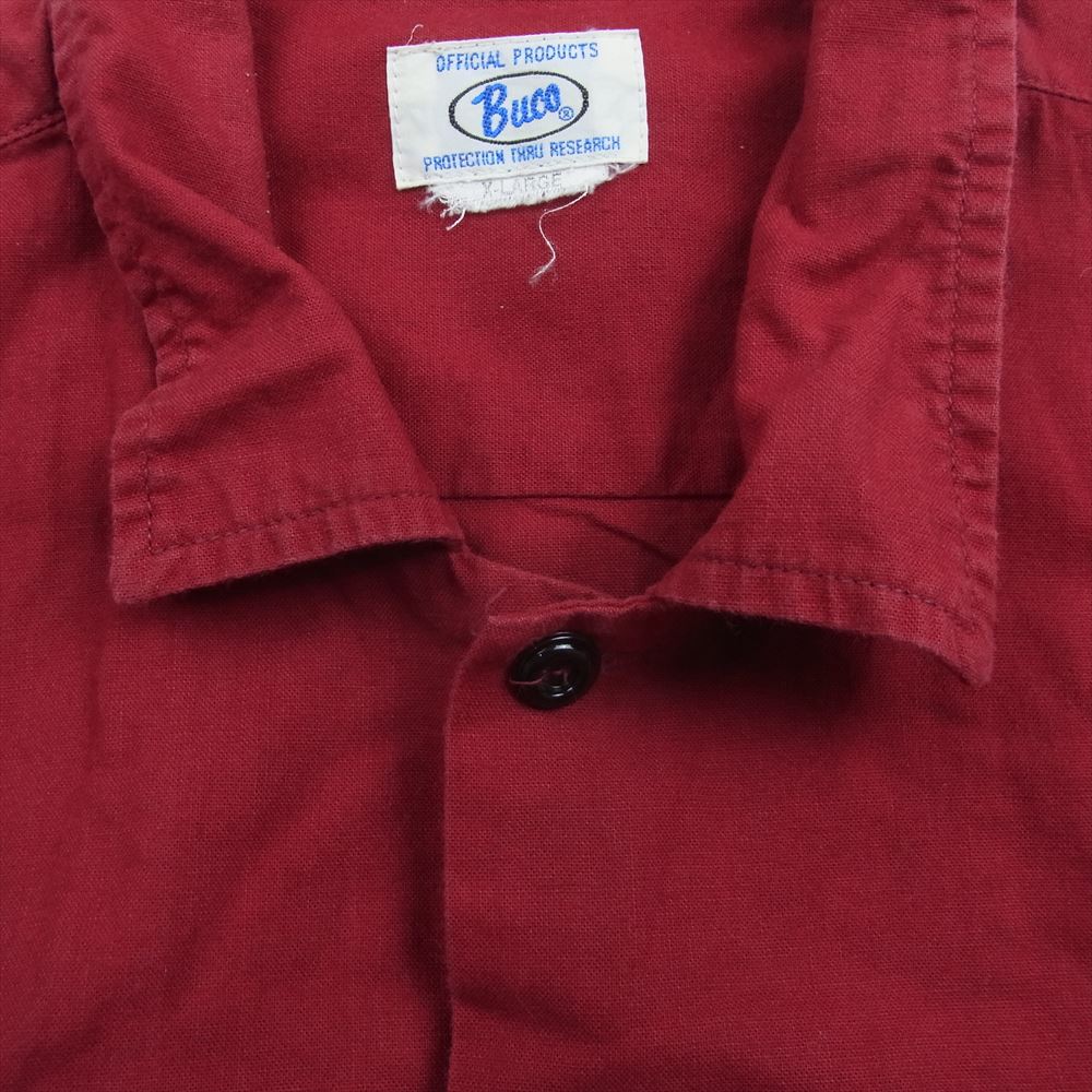 The REAL McCOY'S ザリアルマッコイズ JOE MCCOY ジョーマッコイ 8HOUR UNION BUCO CLUB ブコ クラブ 刺繍 ロゴ 半袖　ワーク シャツ レッド系 XL【中古】